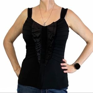 WHBM Black Pleated Front Blouse XS